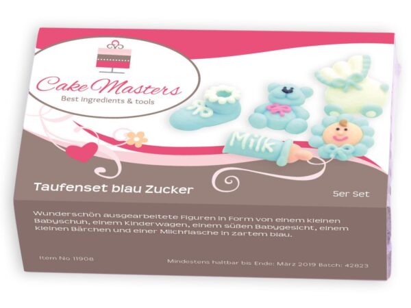 Cake-Masters Taufenset blau Zucker 5er Set