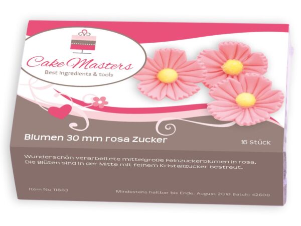 Cake-Masters Blumen 30mm rosa Zucker 16 Stück