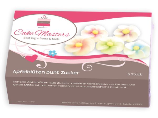 Cake-Masters Apfelblüten bunt Zucker 5 Stück