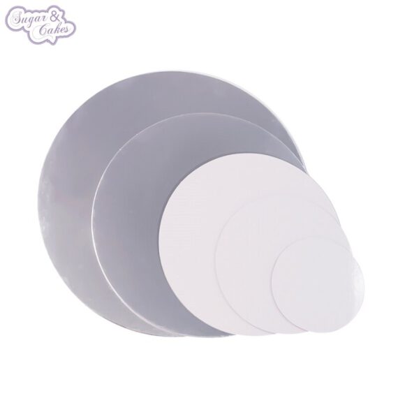 Rundes Cake Board Card Silber/Weiß, 20 cm, 3 mm
