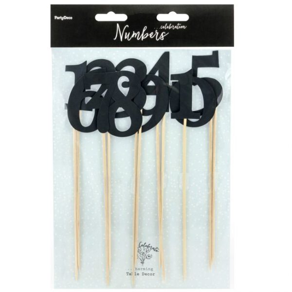 PARTYDECO CAKE TOPPER NUMMERN - SCHWARZ 11-TEILIG