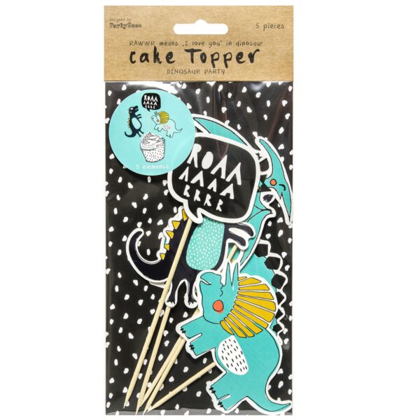 PartyDeco Cake Topper Dinosaurier 10,5-20cm - Set 5-teilig