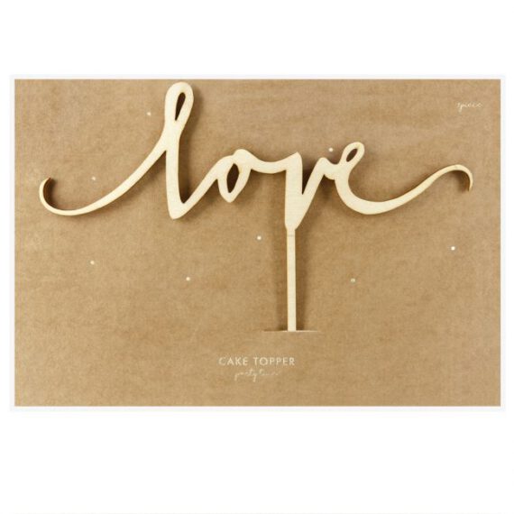 PARTYDECO HOLZ CAKE TOPPER LOVE