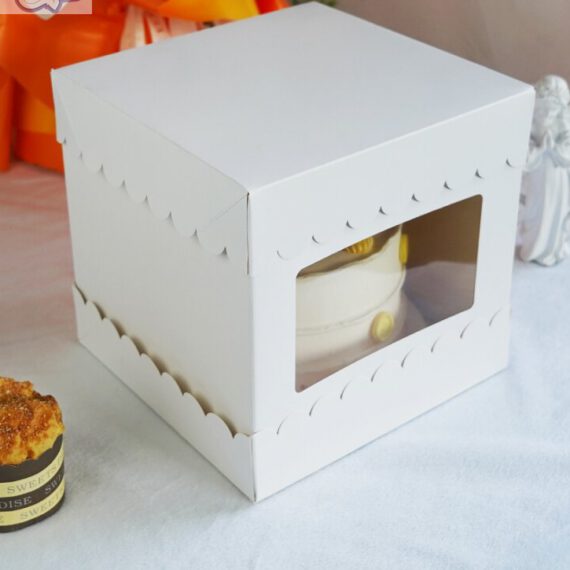 Tortenkarton + Cake Card 20,3 x 20,3 x 20,3 cm -Weiß gewellt