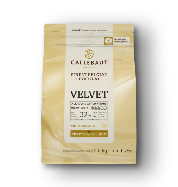 Callebaut Feinste belgische weiße Schokolade, Velvet, Callets 2,5KG