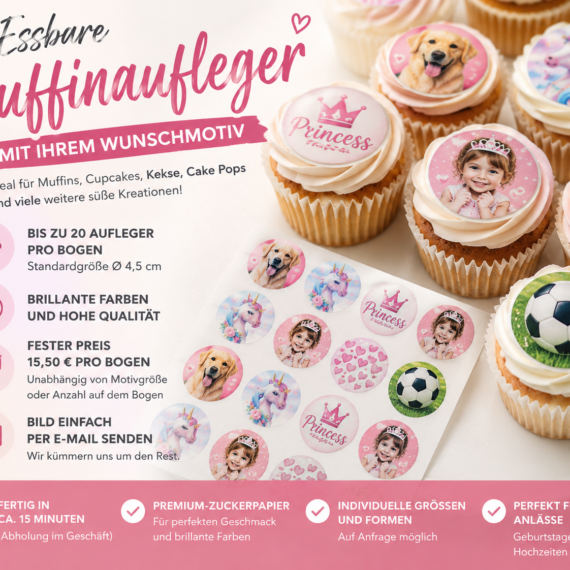Essbare Cupcake- & Muffinaufleger mit Ihrem Wunschmotiv
