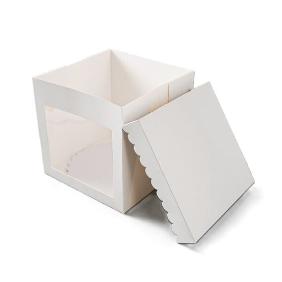 Sugar & Cakes Tortenkarton 20,3 × 20,3 × 20,3 cm mit weißer gewellter Cake Card